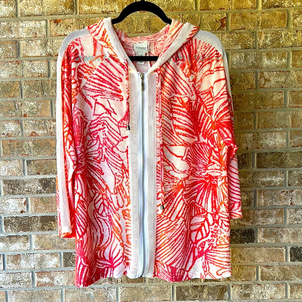 Women's Vibrant Hooded Jacket open knit lightweight sheer